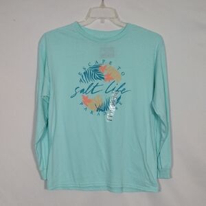 NWT Salt Life Aqua Long Sleeve Shirt Escape To Paradise Girls Youth XL
